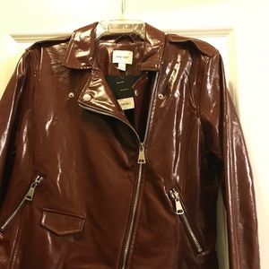 Nine West brown vegan leather moto jacket